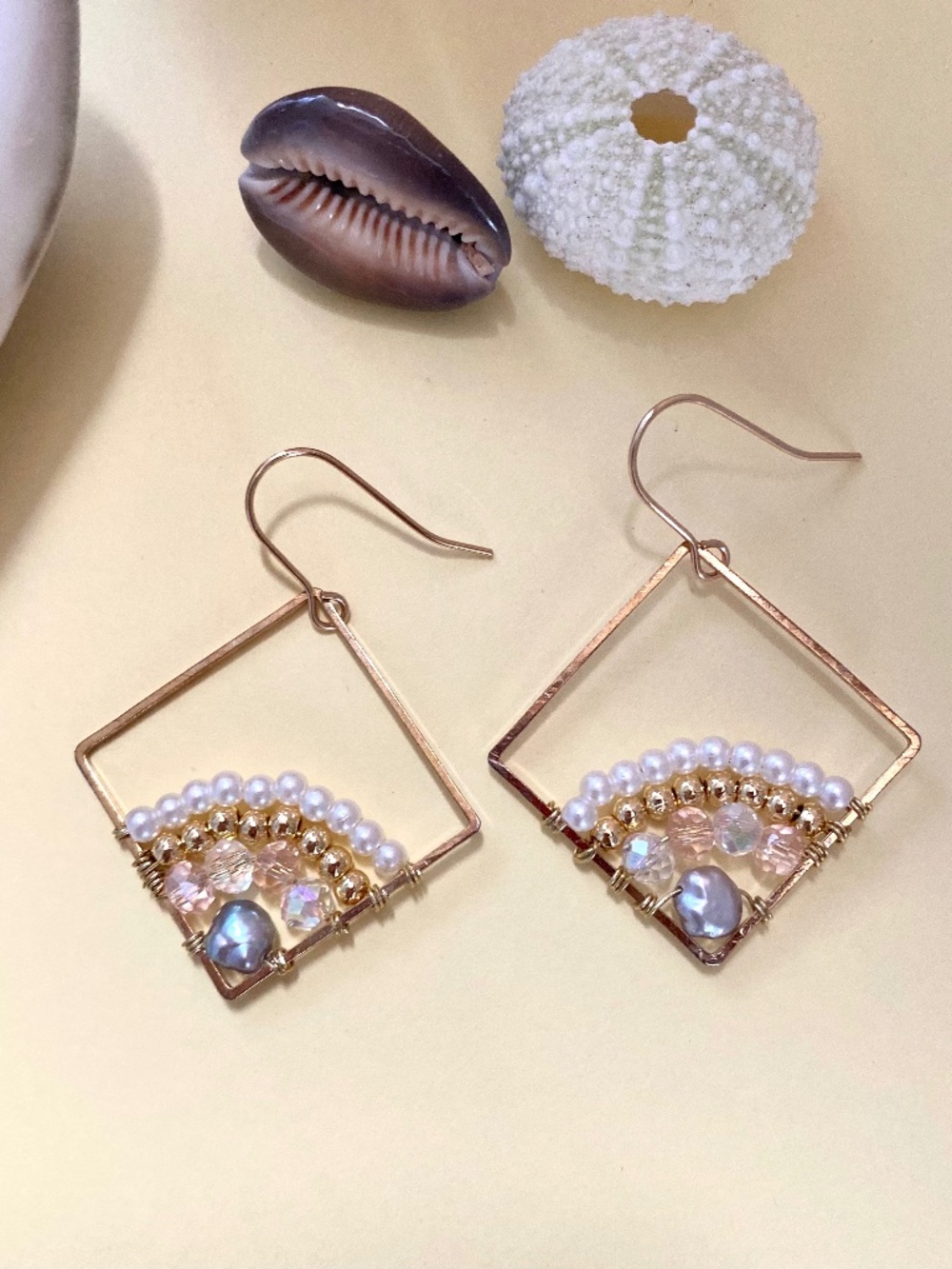 Handmade Wire Wrapping Square Hoop Earrings
